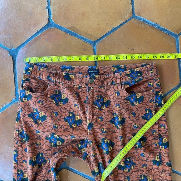 J. Peterman Women’s Orange Floral Corduroy Pants Size 14 Fall Autumn Stretch - Picture 7 of 7
